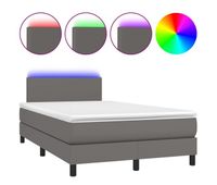 cama box spring colchon y led cuero sintetico gris 120x200 cm diseno plano