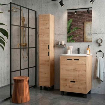Mueble De Baño Contessa 60cm Roble 2 Puertas 1 Cajón (sin Lavabo)