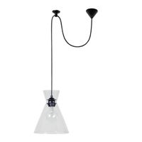 lampara de suspension bicono metal negro vidrio transparente