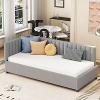 cama sofa tapizada multifuncional 90x200 con somier de listones en terciopelo gris