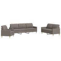 juego de sofas 3 piezas tela gris taupe vidaxl