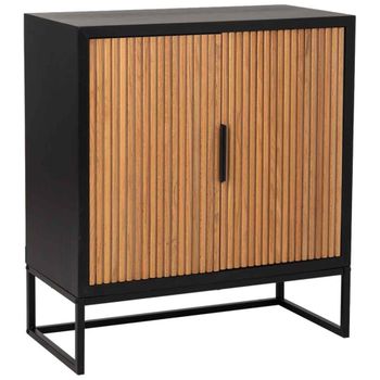 Aparador 2 puertas de madera y metal negro 80x39.5x89