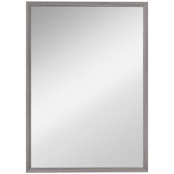 HOMCOM Espejo de Pared 50x70 cm Marco Efecto Madera Montaje Sencillo con Tornillos Gris   Aosom España