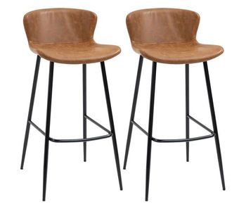 Homcom conjunto de 2 taburetes altos de cocina sillas altas de cocina con respaldo tapizado en pu carga 120 kg para bar salón comedor marrón