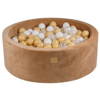 Meowbaby Piscina De Bolas, Round Seca Para Niños, Super Soft, Caramelo : Blanco/transparente/beige, 200 Pcs, 90x30cm