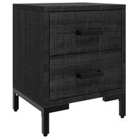 mesita de noche  mesilla de noche madera maciza de pino negro 36x30x45 cm