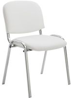 silla con patas de metal y asiento en simil cuero blanco
