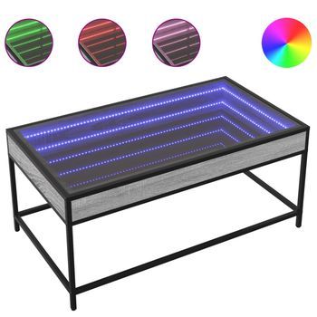 Mesa De Centro Con Infinity Led Gris Sonoma 90x50x41 Cm Vidaxl