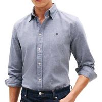 tommy hilfiger camisa manga larga flex dobby para hombre