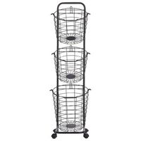 carro de almacenamiento 3 niveles metal negro cestas con asas giratorias accesorio cocina bano toallas periodico frutas verduras ayapal