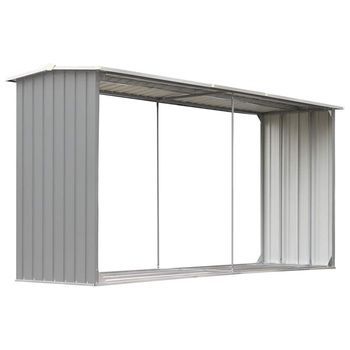 Casetilla Para Leña Acero Galvanizado Gris 330x92x153 Cm Vidaxl