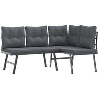 bancos de jardin  silla de jardin cojines 2 uds acero recubrimiento polvo negro