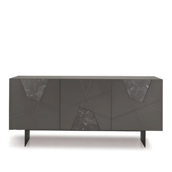 Aparador de 3 puertas en madera negra efecto mármol 180x50 cm 80h