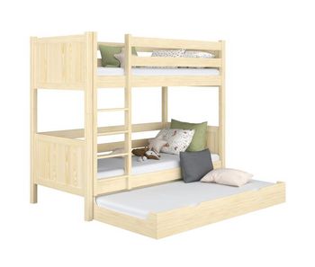 Litera de madera con cajón para colchón n02 pino incoloro