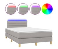 cama box spring con colchon tela y led gris claro 120x200 cm rayas horizontales