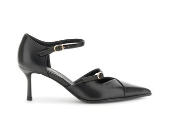 salones abiertos de piel napa con doble hebilla black 40