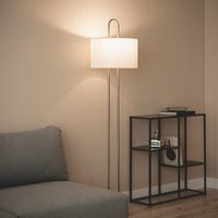 ledkia lighting - lampara de pie duque  metal y tela  elegante y versatil  ideal para sala dormitorio u oficina  apta para bombilla e27 blanco metal