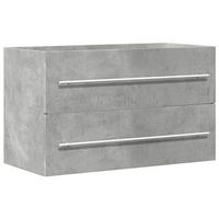 mueble de lavabo madera ingenieria gris hormigon 80x385x48 cm vidaxl