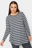 yours camiseta canale con vuelo gris de rayas mujer curvy y tallas grandes yours