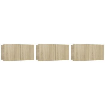 Muebles Colgantes De Tv 3 Unidades Color Roble Sonoma 60x30x30 Cm