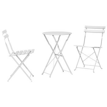 Conjunto De Bistro Plegable 3 Piezas | Mueble De Jardín Acero