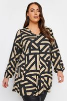 yours top mangas globo con estampados marrones mujer curvy y tallas grandes yours