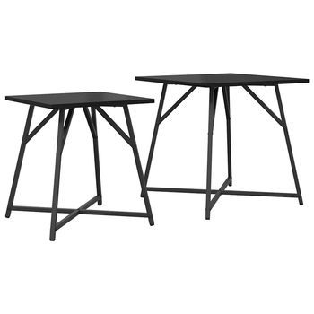 2 Piezas Conjunto De Mesas Auxiliar | Mesa De Apoyoes Roble Negro