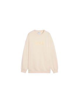 Sudadera Puma Maximal Metallic versized Crew FL Mujer Beige