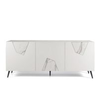 aparador con 3 puertas madera blanco efecto marmol 180x50 cm 80h