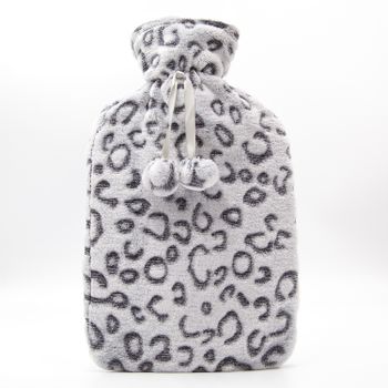 Cassandra Supersoft Fleece Hot Water Bottle Grey Leopard