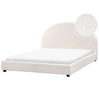 cama con somier minimalista de boucle 160 x 200 cm blanco crema vaucluse