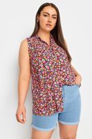 yours blusa viscosa sin mangas de flores rosadas mujer curvy y tallas grandes yours