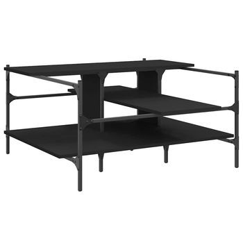 Mesa De Centro 100x100x48,5 Cm Madera Procesada Y Acero Con Recubrimiento En Polvo - Negro