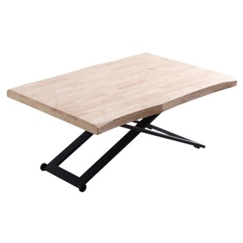 Mesa de centro elevable de madera y acero negro l120