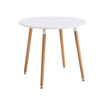 Mesa De Comedor Redonda Nola Blanco Y Madera Natural