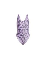 banador de natacion adidas essentials animal print u-back swimsuit mujer morado
