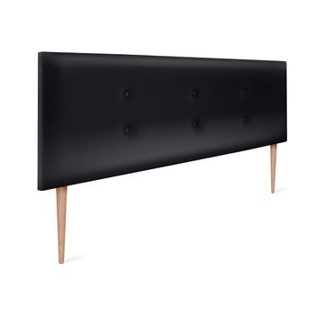 Cabecero De Polipiel Con 2 Hileras De Botones 145x105cm Con Patas Camas 135/140 - Negro