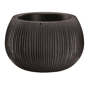 Maceta redonda en plastico negro de 13,6x18x18cm