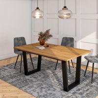 mesa comedor efecto madera roble 167x90x74cm