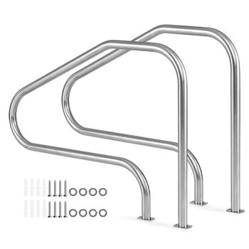 Costway Juego de 2 Pasamanos de Acero Inoxidable para Piscina con Carga 180kg y Montaje Fácil para Entrada SPA Parque Acuático 130x94cm