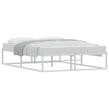 Cama Matrimonial | Cama Para Adultos | Estructura Cama Sin Colchón Metal Blanco 140x200 Cm