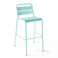 silla alta de metal turquesa