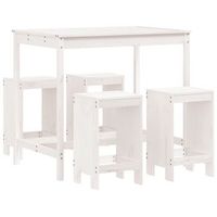conjunto de mesa y taburetes altos jardin 5 uds  mueble jardin mesa y sillas madera pino blanco