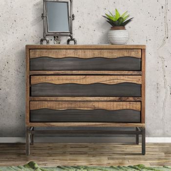 Cómoda de madera marrón con 3 cajones 88x45x80 cm