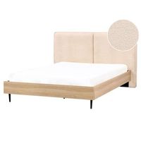 cama con somier moderna con cabecero tapizado beige 160 x 200 cm izernore