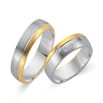 Alianzas 18 quilates oro amarillo-blanco 3 diamantes