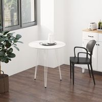 mesa de comedor redonda de mdf y metal homcom 70x75 cm-blanco