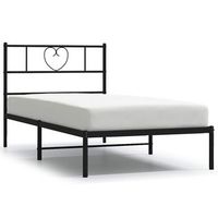 cama individual  cama para adultos  estructura cama sin colchon con cabecero metal negro 100x200 cm