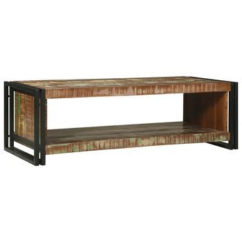Mesa De Centro 120x50x38 Cm Madera Maciza Reciclada - Multicolor