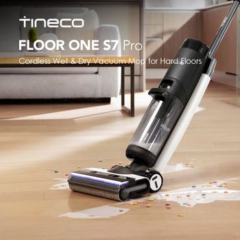 Aspiradora Inalámbrica Tineco Floor ONE S7 PRO para Limpieza en Seco y Húmedo con Pantalla LED, Elimina Suciedad Pegajosa y Pelo de Animales, Tecnología Centrífuga